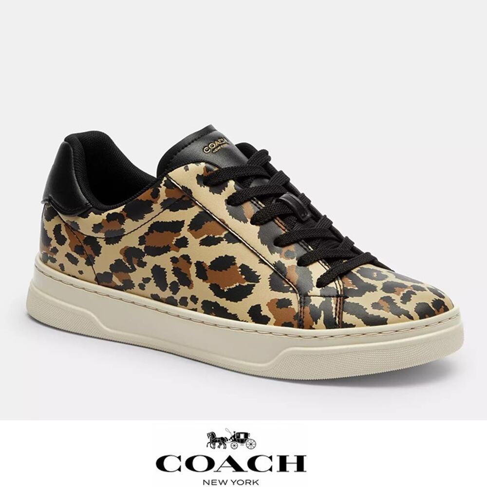 NWT ❤️ Coach High Line Sneaker With Leopard Print